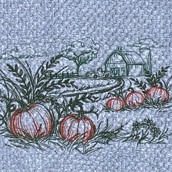 Gray Organic Cotton Hand Towel Featuring a Rustic Rural Pumpkin Patch- Seasonal - Picture 6 of 7